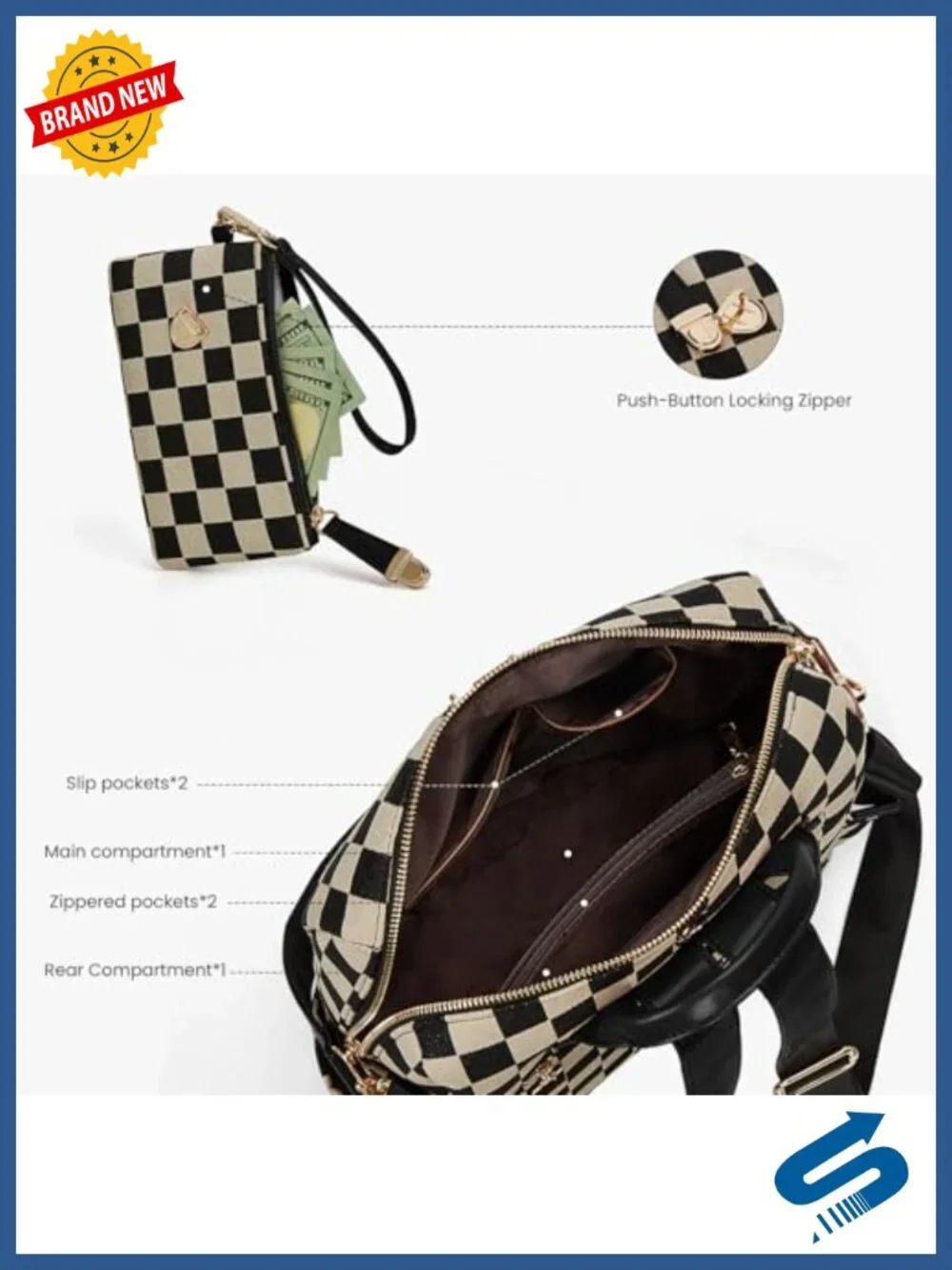 Checkered Canvas Backpack Purse for Women Laptop Backpack Work College